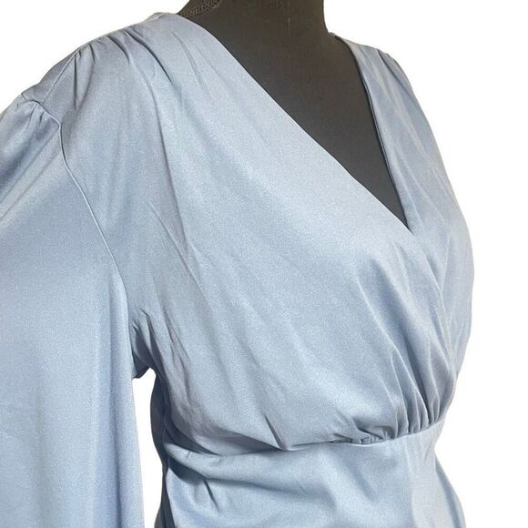 Grace Karin French Blue Surplice Cinched Side Top L0097 - Picture 2 of 8